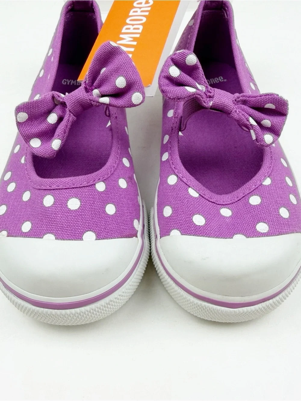 Gymboree Pinwheel Pastels Purple White Polka Dot Slip On Shoes Bow Size 10